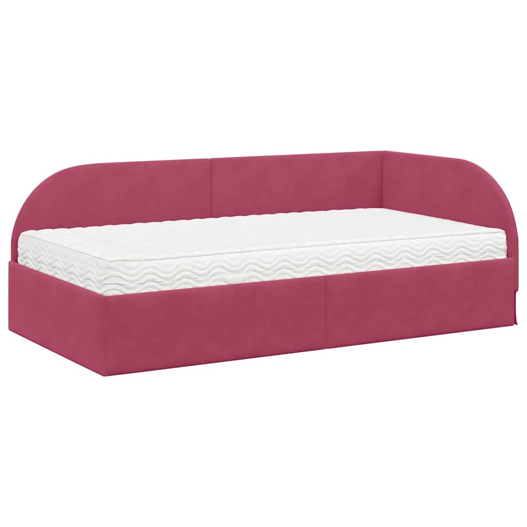 vidaXL Κρεβάτι γωνίας με στρώμα με κεφαλάρι 2 pcs Πράσινο Βελούδο