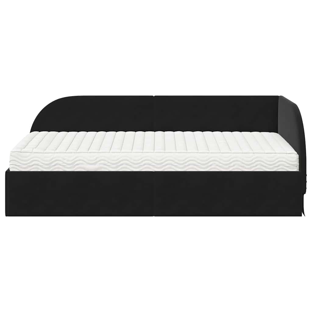 vidaXL Κρεβάτι γωνίας με στρώμα με κεφαλάρι 2 pcs Μαύρο Βελούδο