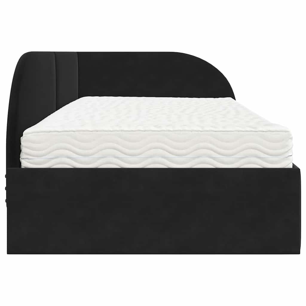 vidaXL Κρεβάτι γωνίας με στρώμα με κεφαλάρι 2 pcs Μαύρο Βελούδο