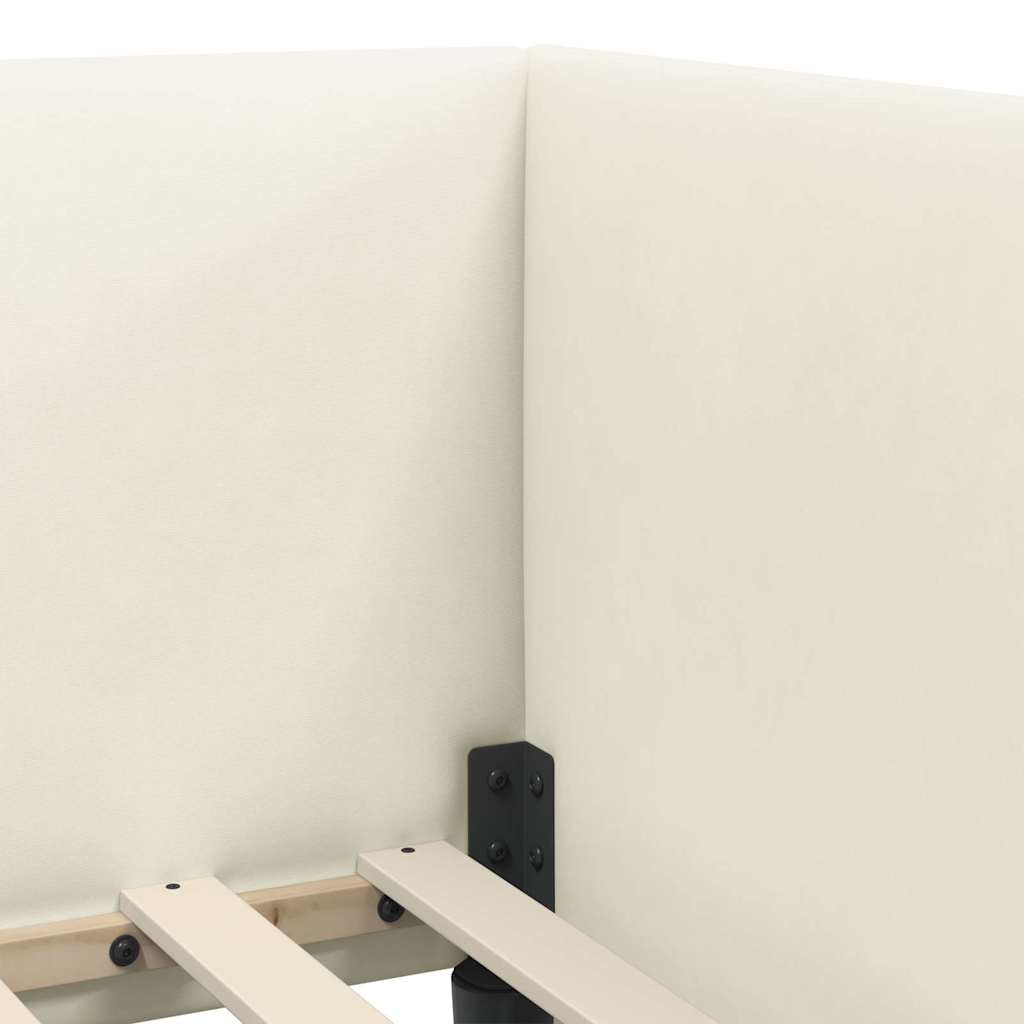 vidaXL Κρεβάτι γωνίας με στρώμα 2 τμχ. Κρεμ 80 x 200 cm Βελούδο