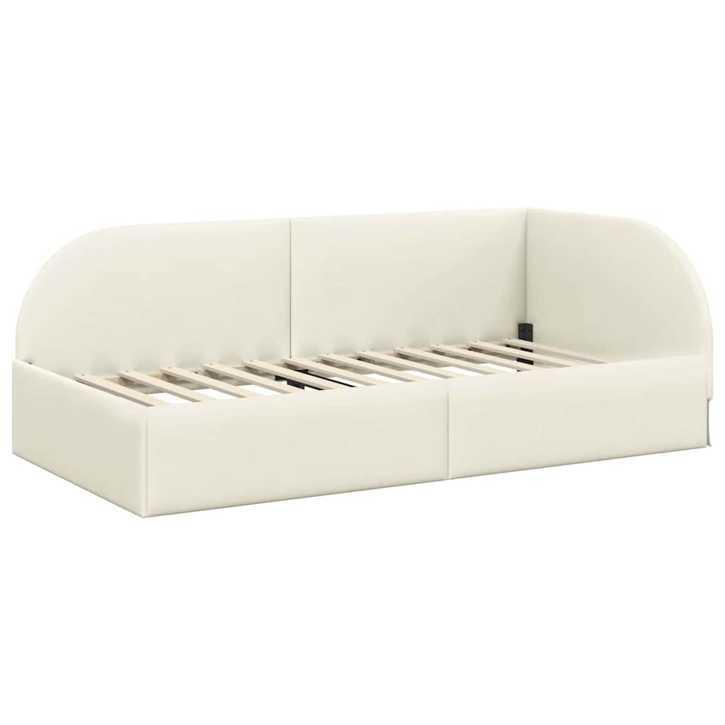 vidaXL Κρεβάτι γωνίας με στρώμα 2 τμχ. Κρεμ 80 x 200 cm Βελούδο