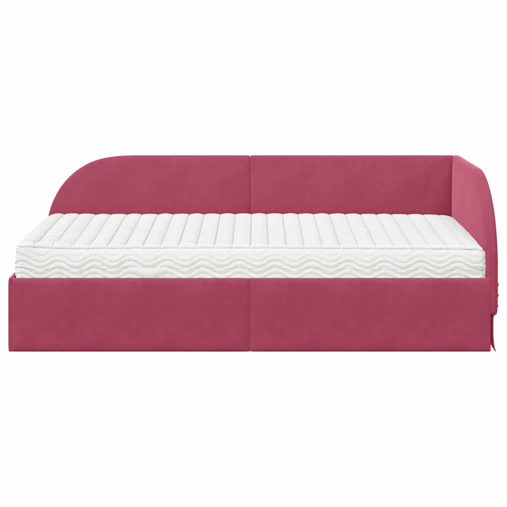 vidaXL Κρεβάτι γωνίας με στρώμα με κεφαλάρι 2 pcs Πράσινο Βελούδο