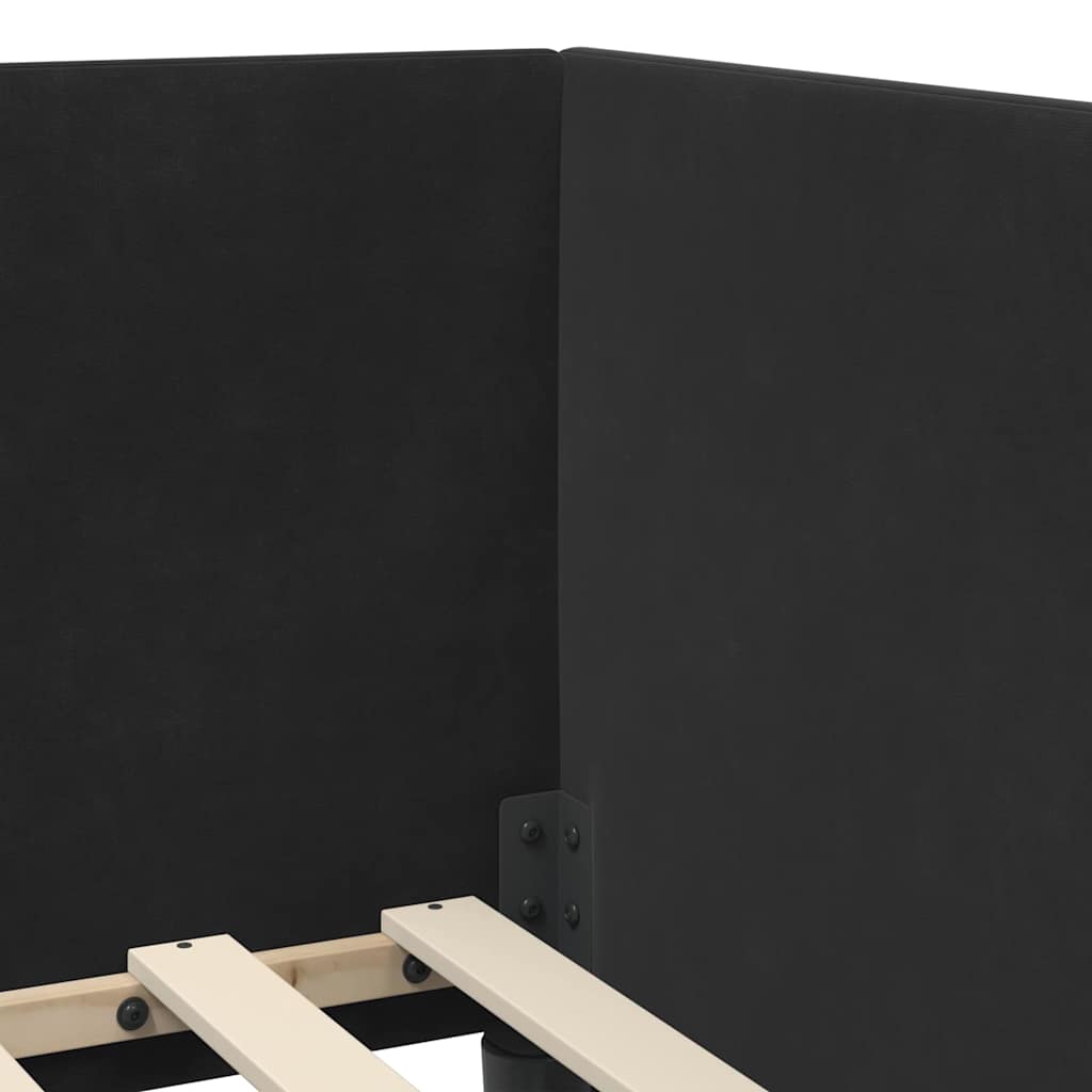 vidaXL Κρεβάτι γωνίας με στρώμα με κεφαλάρι 2 pcs Μαύρο Βελούδο