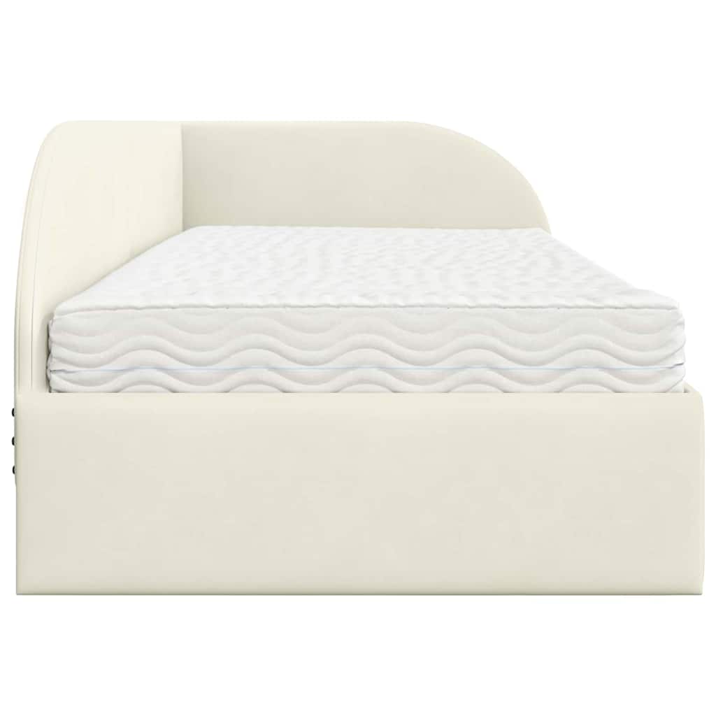 vidaXL Κρεβάτι γωνίας με στρώμα με κεφαλάρι 2 pcs Κρεμ Βελούδο