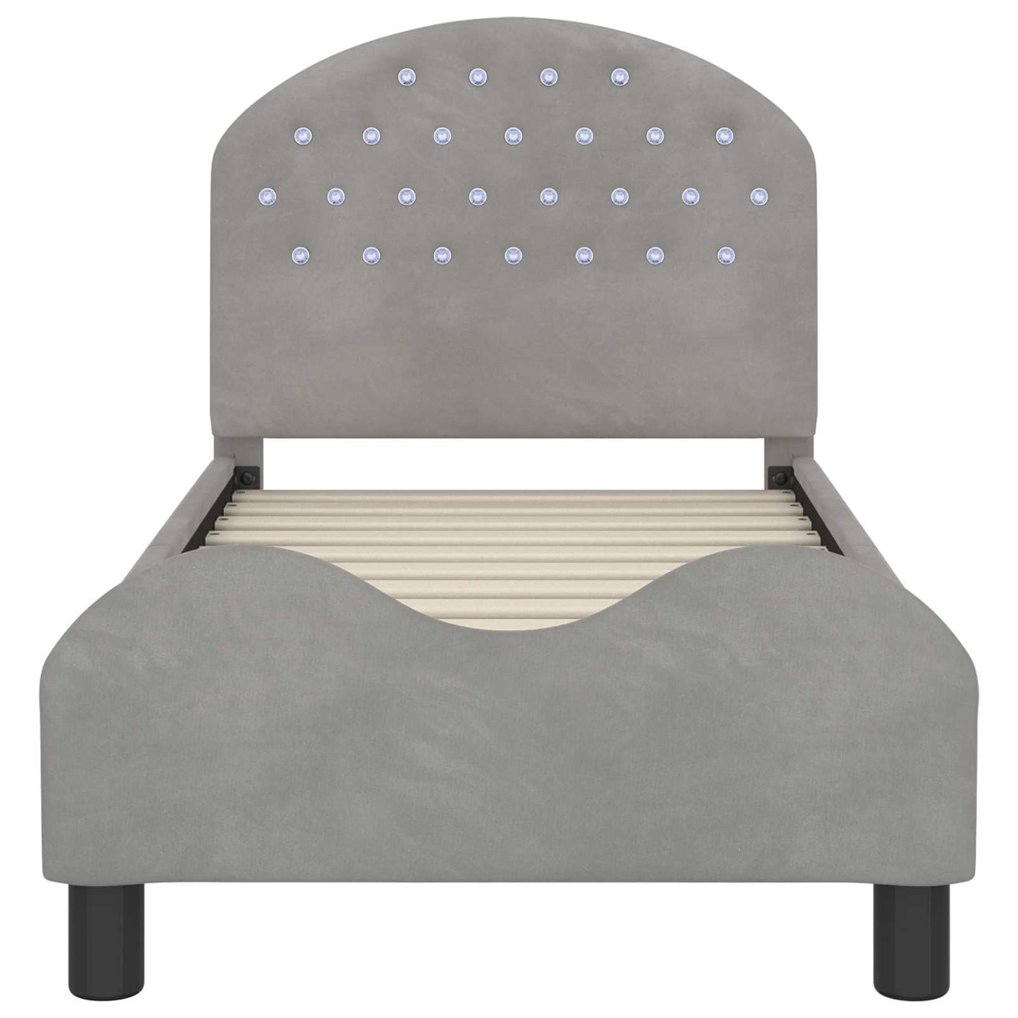 vidaXL Κρεβατική βάση για παιδιά με προσκέφαλο Ανοιχτό γκρι Βελούδο