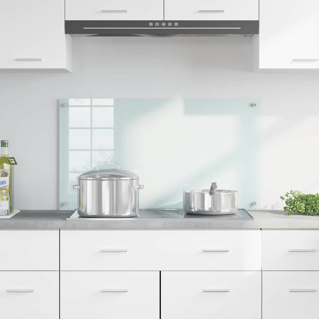 vidaXL Πίσω Πάνελ Κουζίνας Λευκό 90 x 50 x 0,8 εκ σκληρυμένο γυαλί