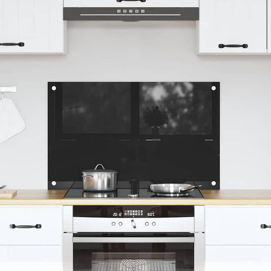 vidaXL Πίσω Πάνελ Κουζίνας Μαύρο 80 x 50 cm σκληρυμένο γυαλί