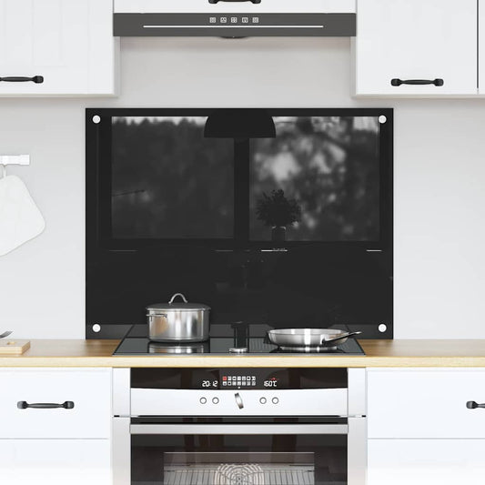 vidaXL Πίσω Πάνελ Κουζίνας Μαύρο 80 x 60 x 0,8 εκ σκληρυμένο γυαλί