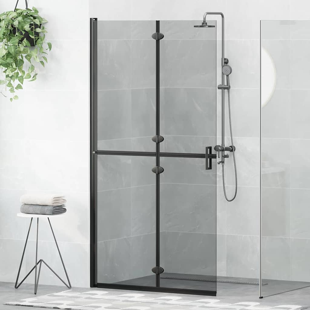 vidaXL Τοίχος ντους Walk-in Μαύρο και σκούρο διαφανές 100 x 190 cm