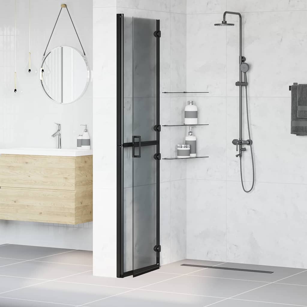vidaXL Τοίχος ντους Walk-in Μαύρο και σκούρο διαφανές 100 x 190 cm
