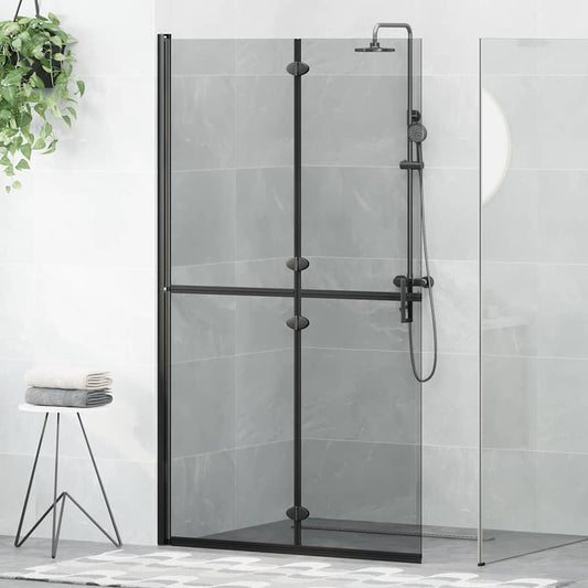 vidaXL Τοίχος ντους Walk-in Μαύρο και σκούρο διαφανές 110 x 190 cm