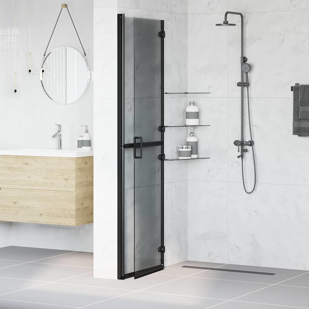 vidaXL Τοίχος ντους Walk-in Μαύρο και σκούρο διαφανές 110 x 190 cm