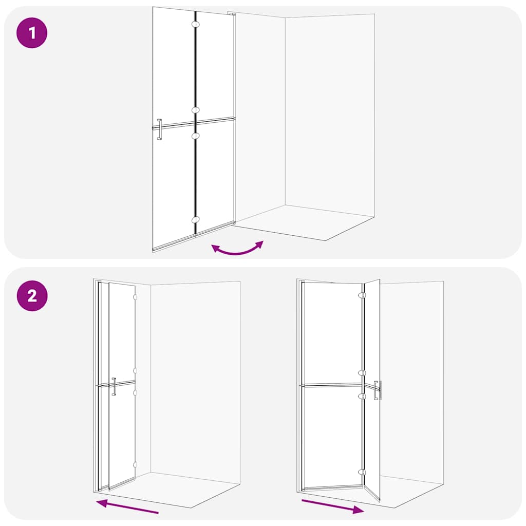 vidaXL Τοίχος ντους Walk-in Μαύρο και σκούρο διαφανές 110 x 190 cm