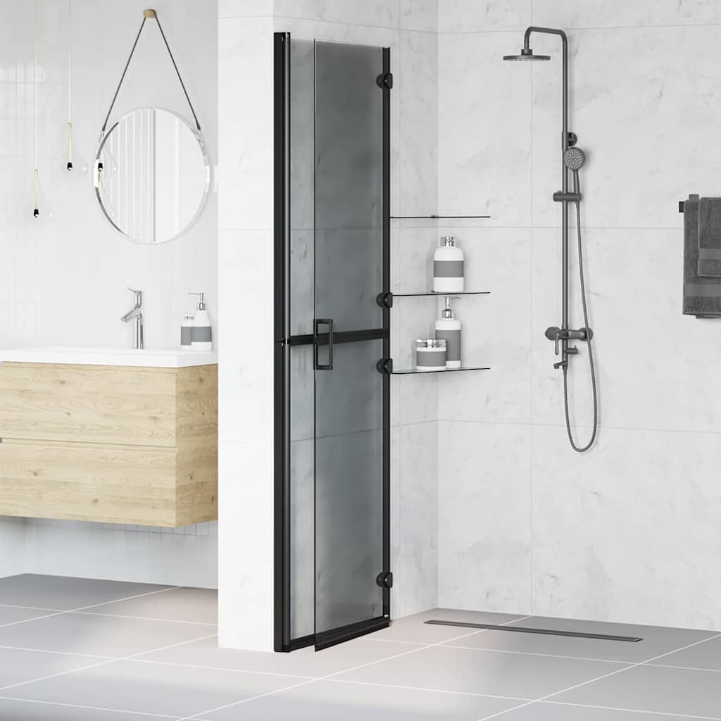 vidaXL Τοίχος ντους Walk-in Μαύρο και σκούρο διαφανές 120 x 190 cm
