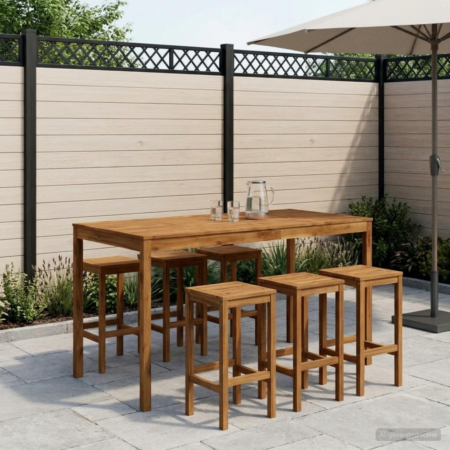 vidaXL Τραπέζι μπαρ κήπου Φυσικό 196 x 100 x 105 εκ