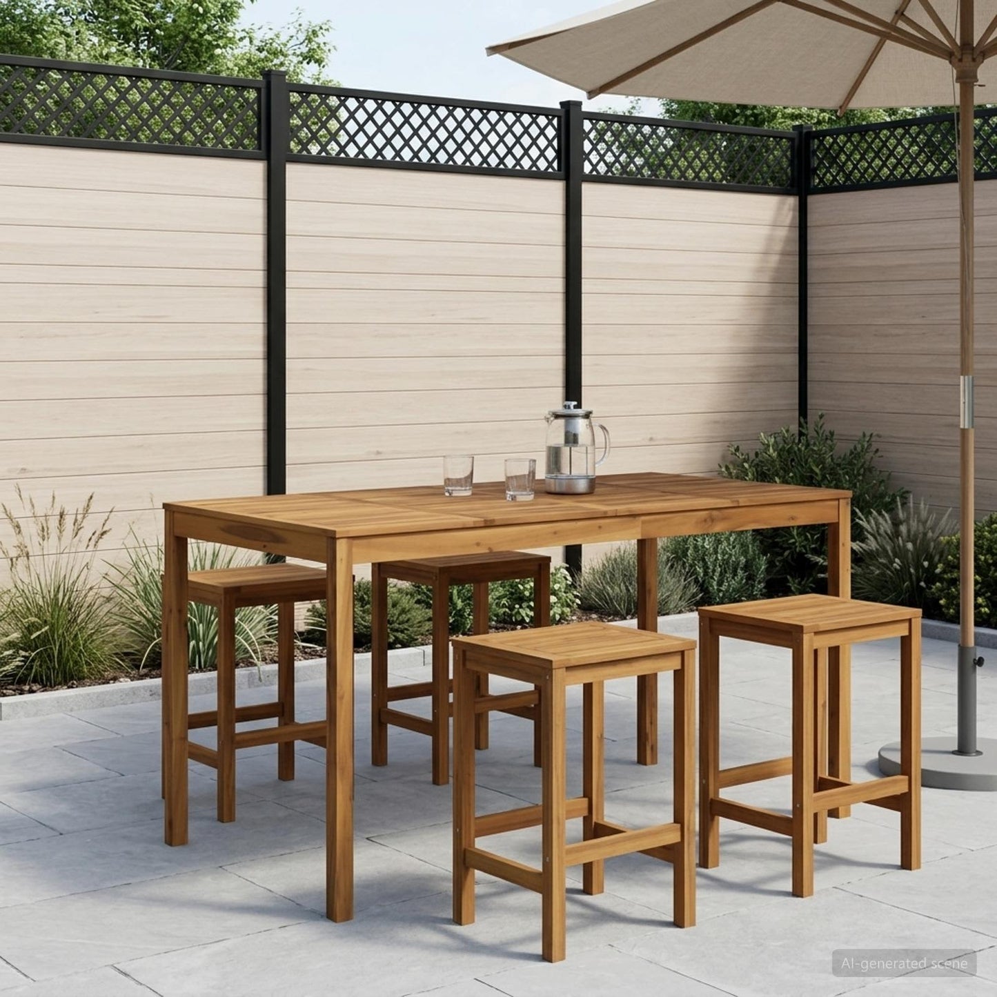 vidaXL Τραπέζι μπαρ κήπου Λευκό 196 x 100 x 105 εκ Στερεό Ξύλο Ακακίας