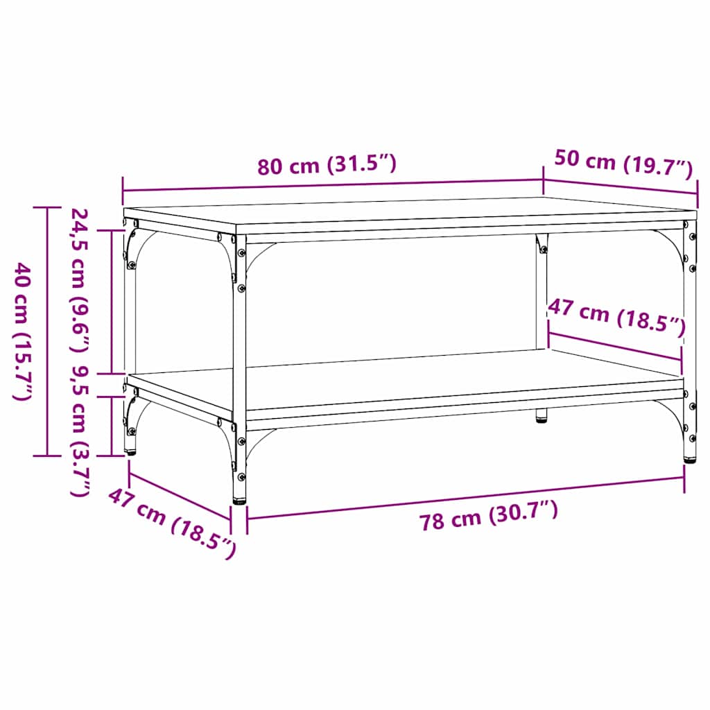 vidaXL Τραπεζάκι σαλονιού Παλιό Ξύλο 80 x 50 x 40 cm