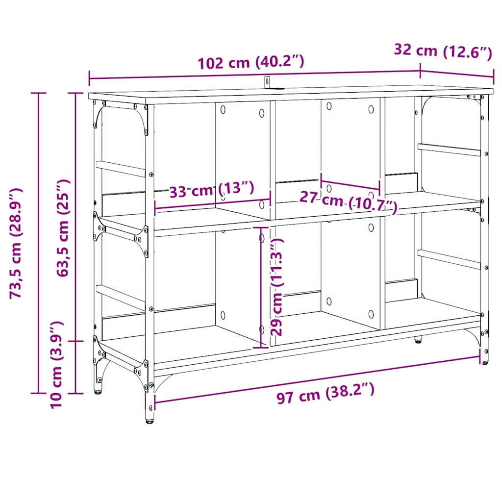 vidaXL Πλαϊνό γραφείο Μαύρο 102 x 32 x 73.5 εκ Επεξεργασμένο ξύλο