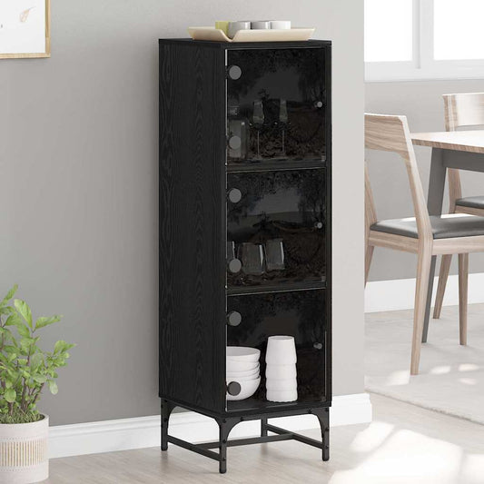 vidaXL Highboard Μαύρη δρυς 35 x 37 x 117 εκ. Επεξεργασμένο ξύλο