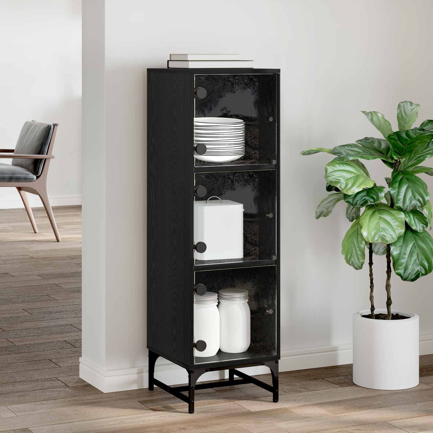 vidaXL Πλαϊνό γραφείο Μαύρη Οξυά 35 x 37 x 117 εκ.