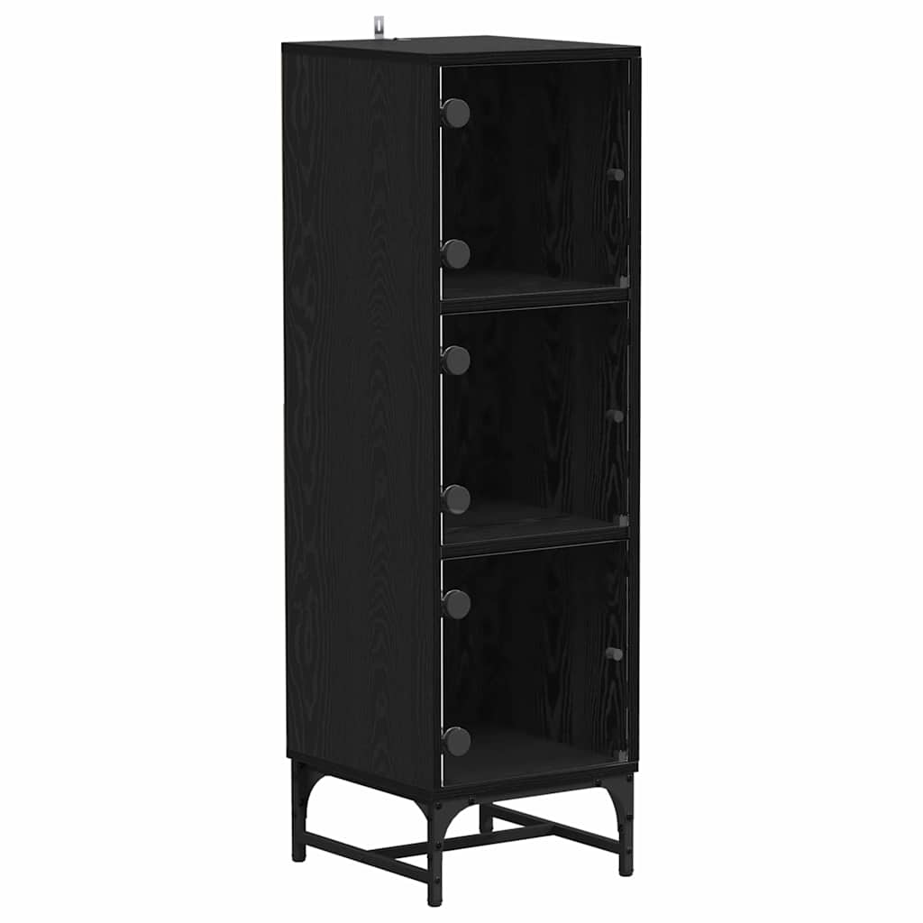 vidaXL Highboard Μαύρη δρυς 35 x 37 x 117 εκ. Επεξεργασμένο ξύλο