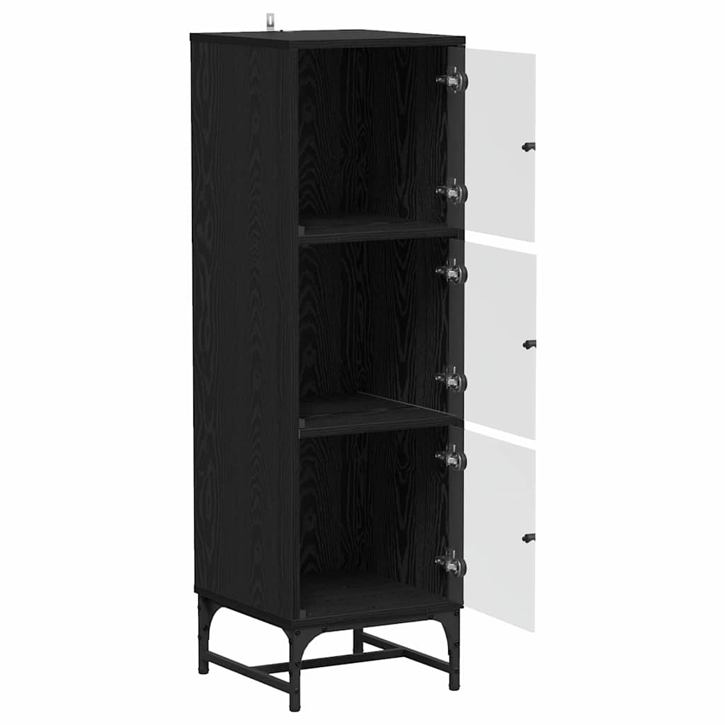 vidaXL Highboard Μαύρη δρυς 35 x 37 x 117 εκ. Επεξεργασμένο ξύλο