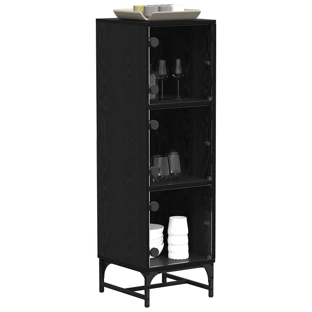 vidaXL Highboard Μαύρη δρυς 35 x 37 x 117 εκ. Επεξεργασμένο ξύλο