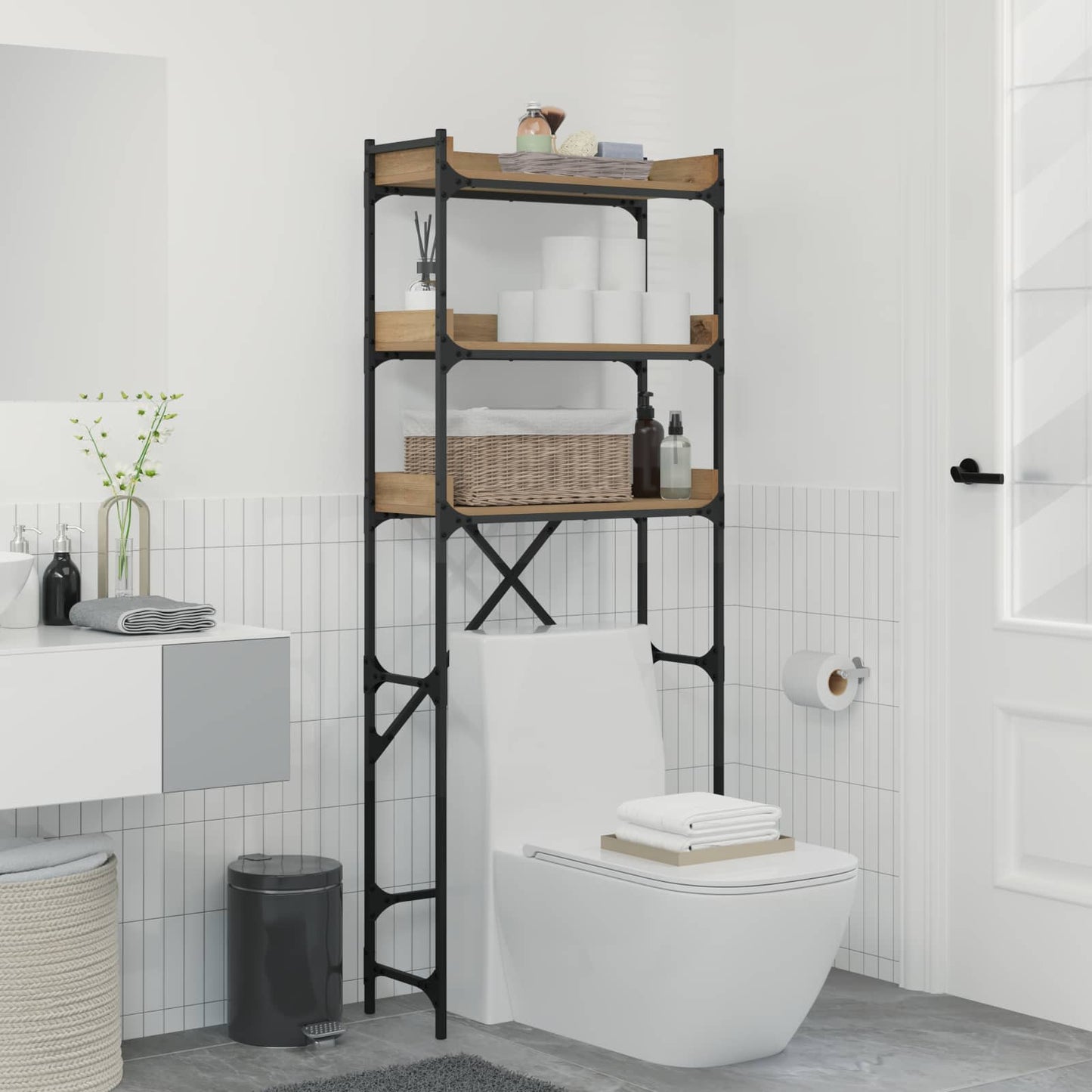 vidaXL Ράφια πλυντηρίου ρούχων με ράφι Artisan Oak 67 x 25 x 163 εκ.