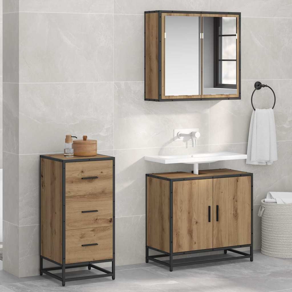 vidaXL Πλαϊνό γραφείο με συρτάρι artisan δρυς 35.5 x 35 x 76 εκ