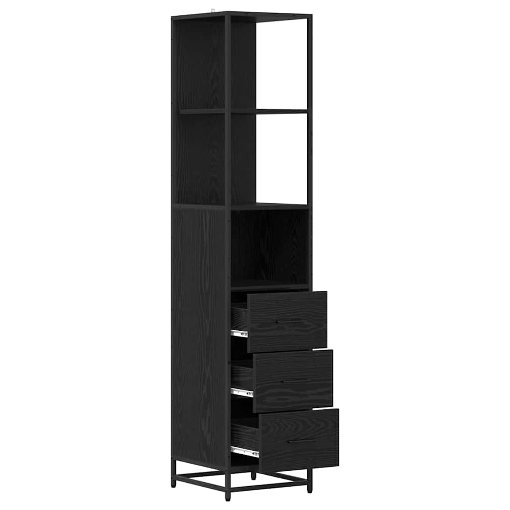 vidaXL Ντουλάπι Μπάνιου με συρτάρι Μαύρη δρυς 35 x 37.5 x 166 εκ.