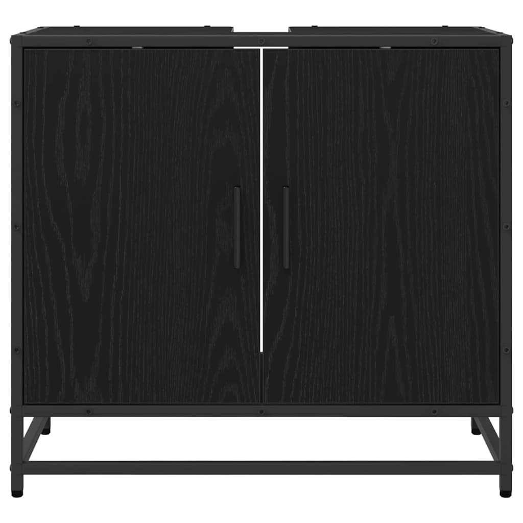 vidaXL Ντουλάπα Νιπτήρα Mπάνιου με πόρτα Μαύρη Οξυά 65 x 33 x 60 εκ