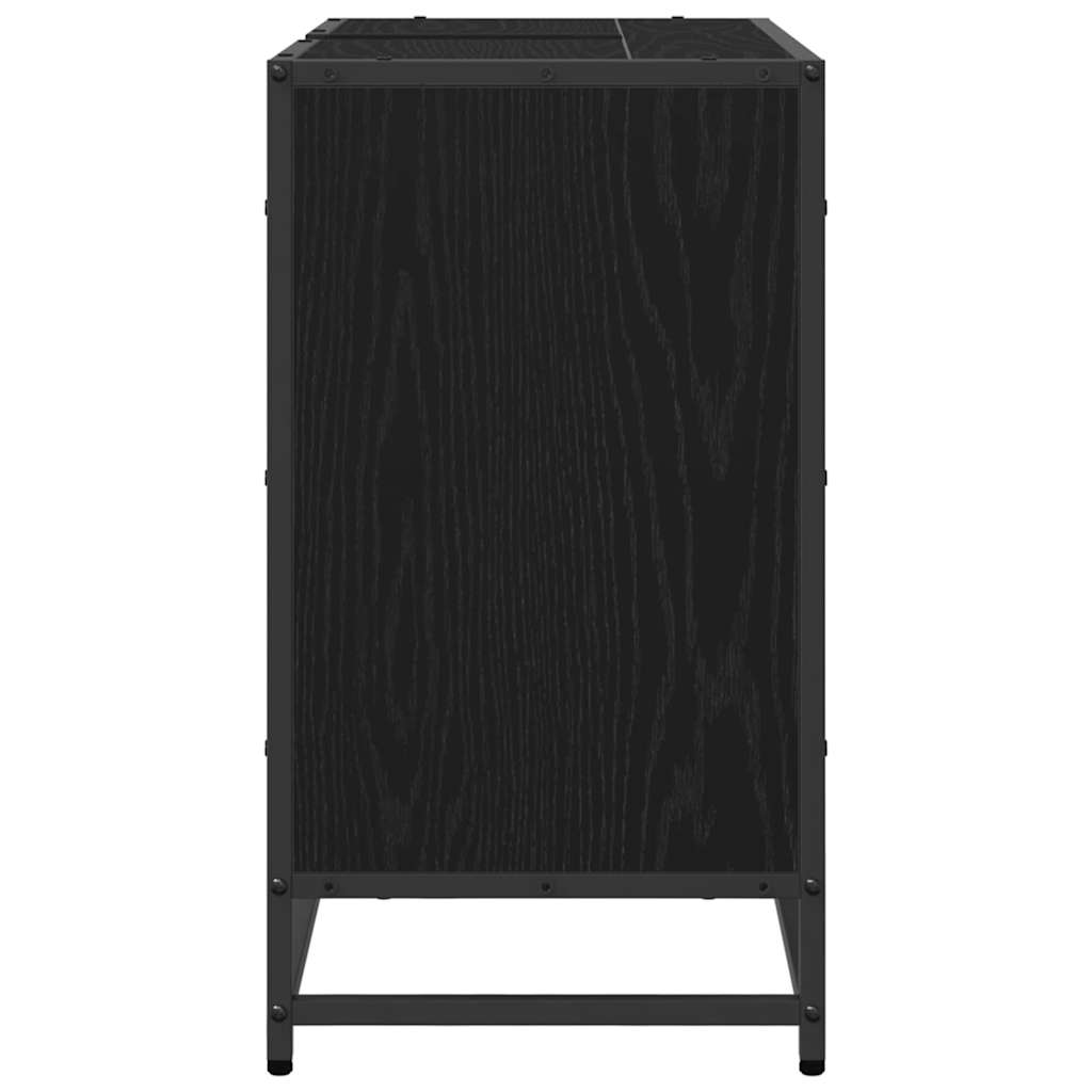 vidaXL Ντουλάπα Νιπτήρα Mπάνιου με πόρτα Μαύρη Οξυά 65 x 33 x 60 εκ