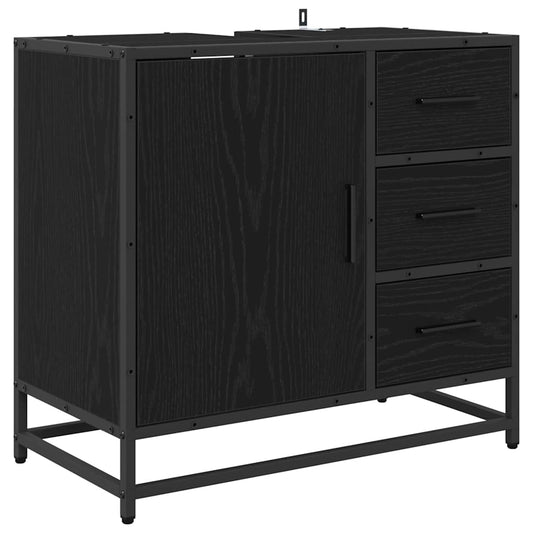 vidaXL Ντουλάπι Μπάνιου Μαύρη Οξυά 65 x 33 x 60 εκ Επεξεργασμένο Ξύλο