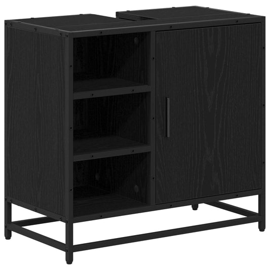 vidaXL Ντουλάπι Μπάνιου Μαύρη Οξυά 65 x 33 x 60 εκ Επεξεργασμένο Ξύλο