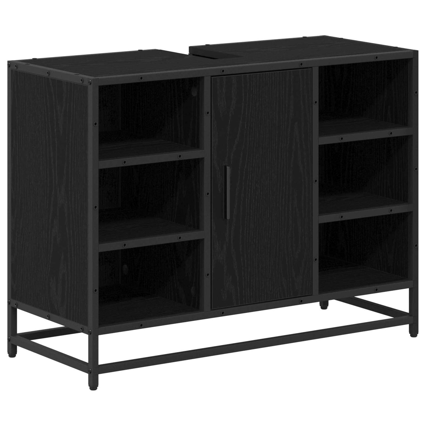 vidaXL Ντουλάπι Μπάνιου Μαύρη Οξυά 80 x 33 x 60 εκ Επεξεργασμένο Ξύλο