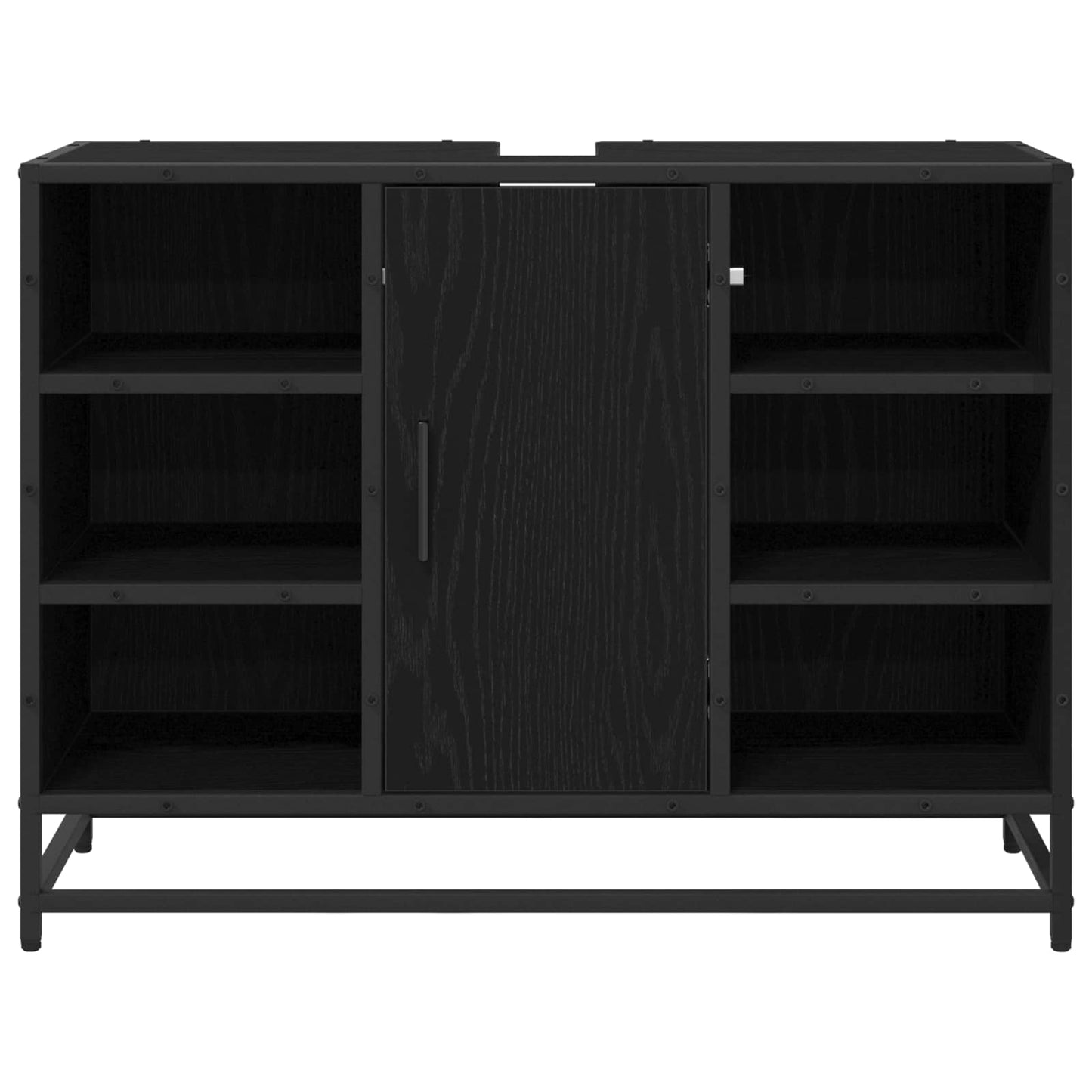 vidaXL Ντουλάπι Μπάνιου Μαύρη Οξυά 80 x 33 x 60 εκ Επεξεργασμένο Ξύλο