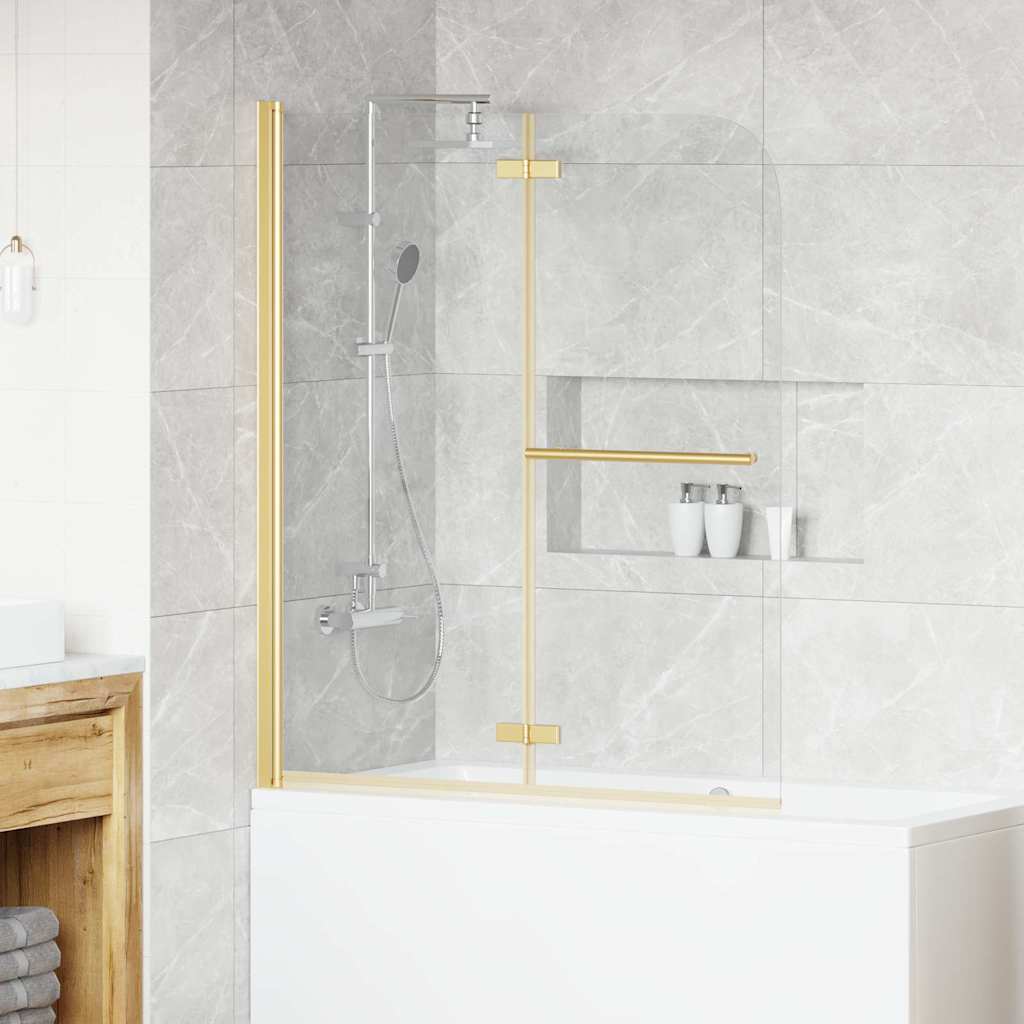 vidaXL Καλυμμα Ντους Διαφανές και Χρυσό 120 x 140 cm