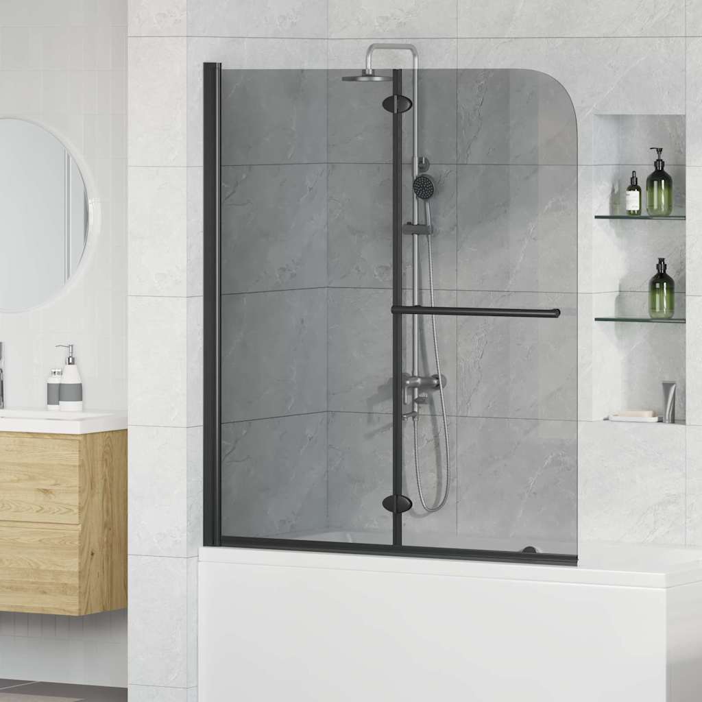 vidaXL Καλυμμα Ντους Μαύρο 120 x 140 cm ESG Γυαλί και Αλουμίνιο