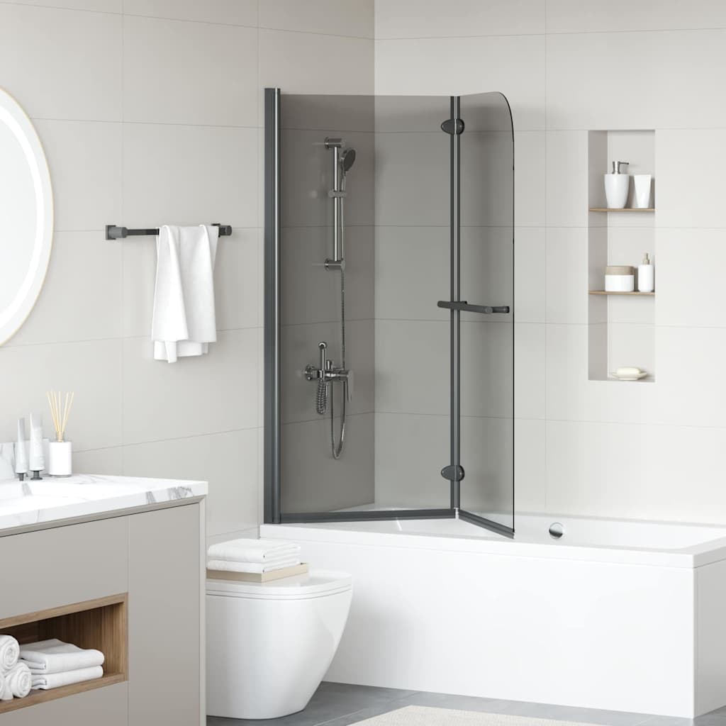 vidaXL Καλυμμα Ντους Μαύρο 120 x 140 cm ESG Γυαλί και Αλουμίνιο