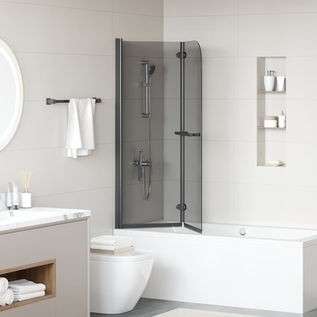 vidaXL Καλυμμα Ντους Μαύρο 120 x 140 cm ESG Γυαλί και Αλουμίνιο