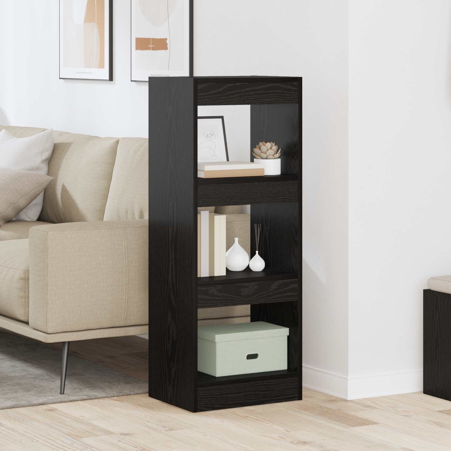 vidaXL Βιβλιοθήκη Μαύρη δρυς 37 x 30 x 103 εκ Επεξεργασμένο ξύλο