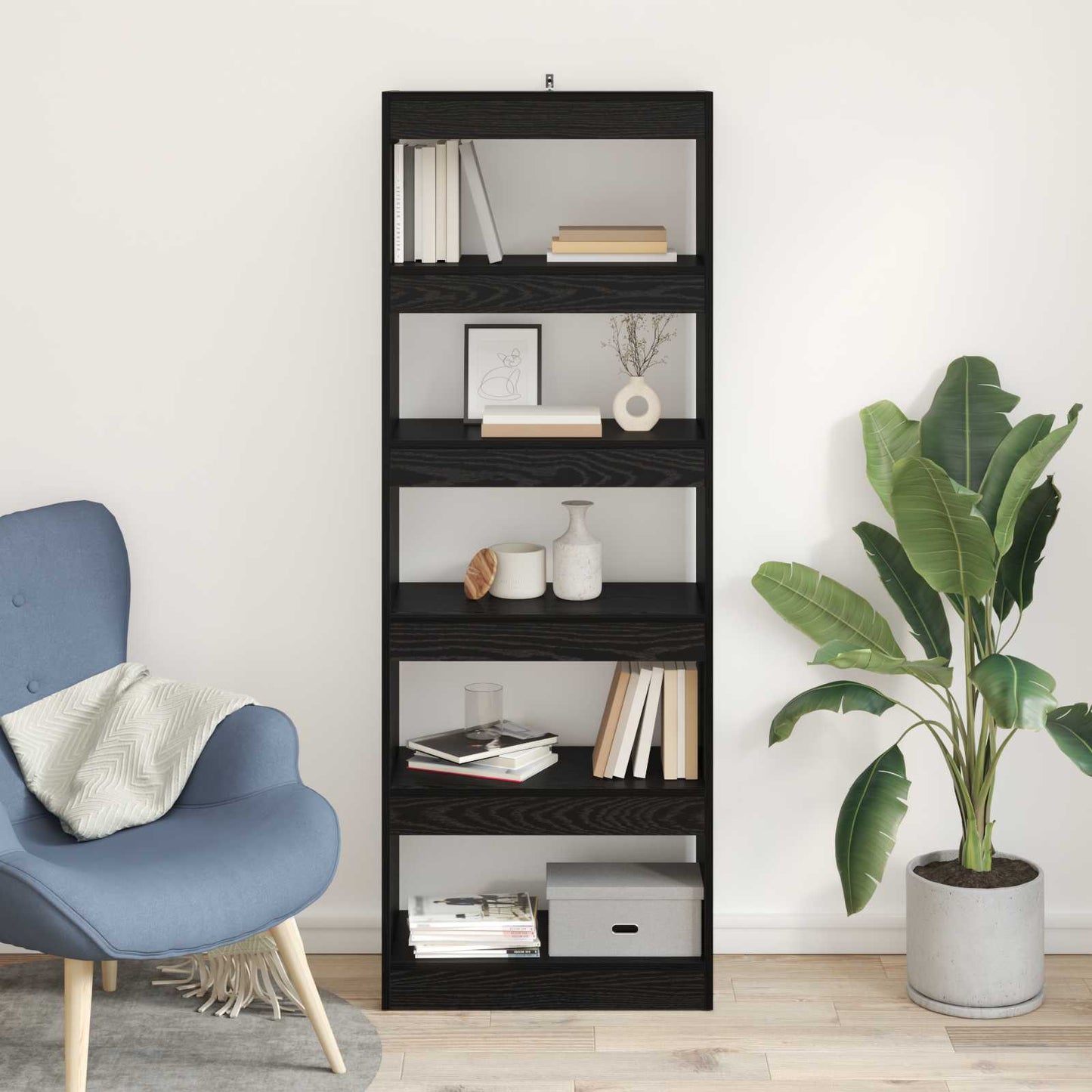 vidaXL Βιβλιοθήκη Μαύρη δρυς 60 x 30 x 166 εκ Επεξεργασμένο ξύλο