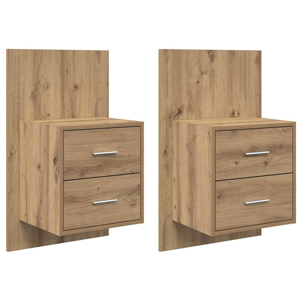 vidaXL Τοίχου κομοδίνο Επιτοίχιο 2 pcs Artisan Oak 48,5 x 32,5 x 80 εκ