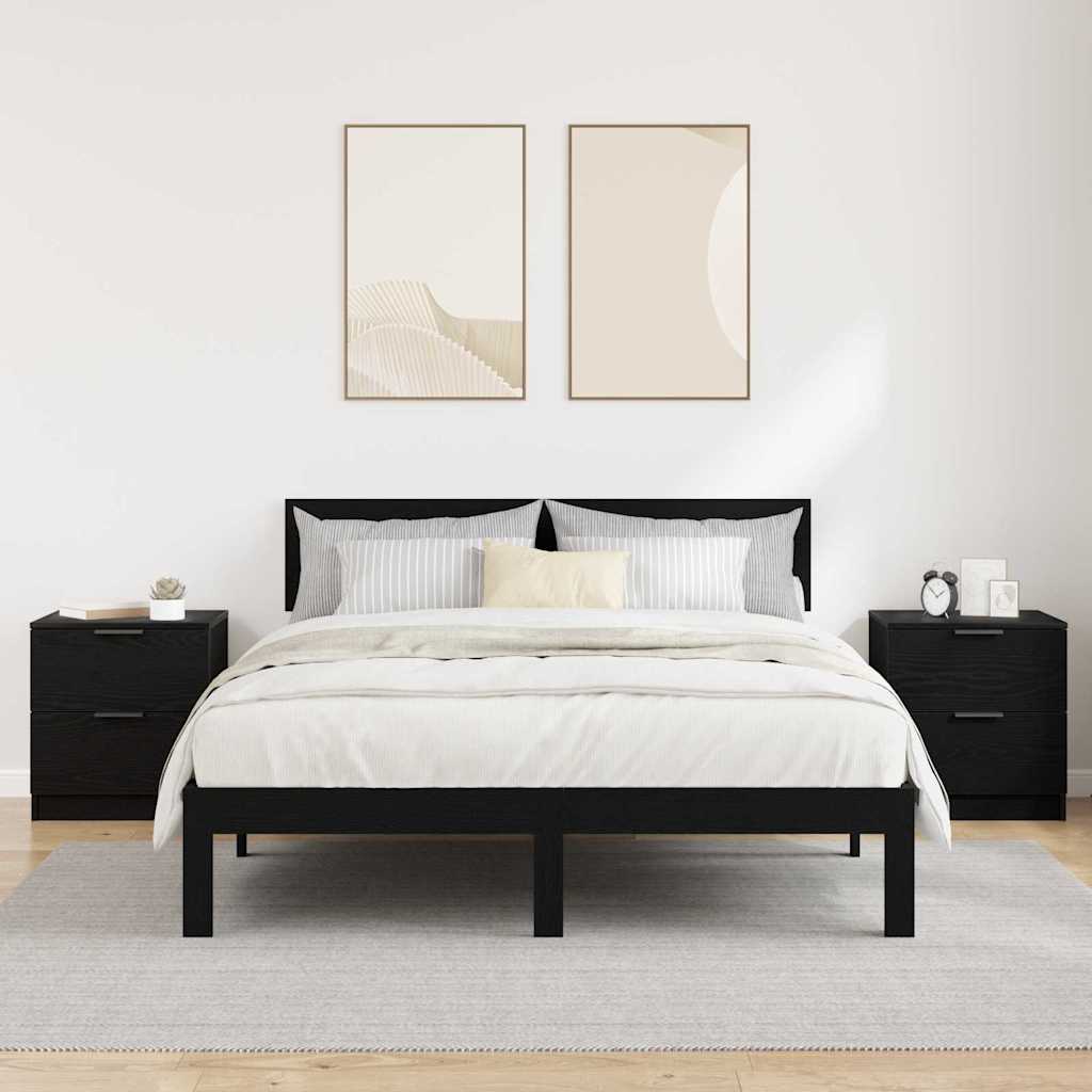 vidaXL Κομοδίνο 2 pcs Μαύρη Οξυά 45 x 39 x 50 εκ. Επεξεργασμένο ξύλο