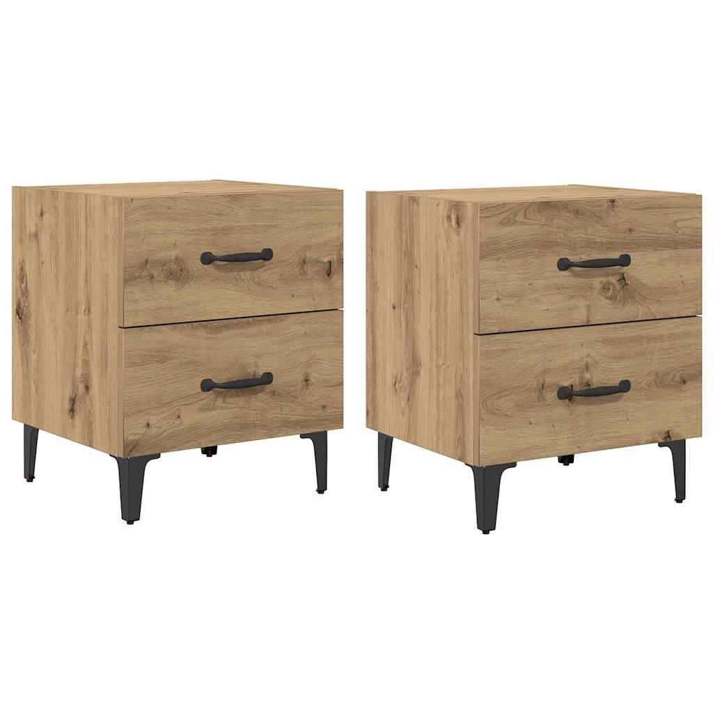 vidaXL Ντουλάπι κρεβατιού 2 pcs Artisan Oak 40 x 35 x 47,5 εκ