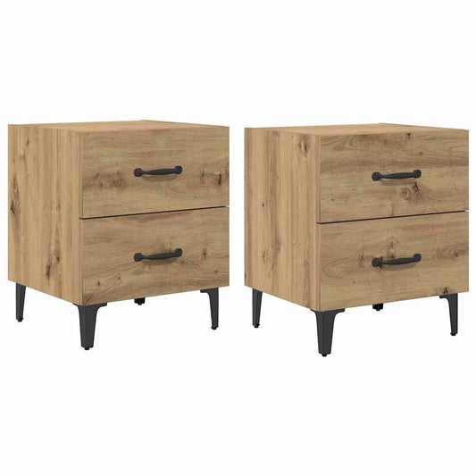 vidaXL Ντουλάπι κρεβατιού 2 pcs Artisan Oak 40 x 35 x 47,5 εκ