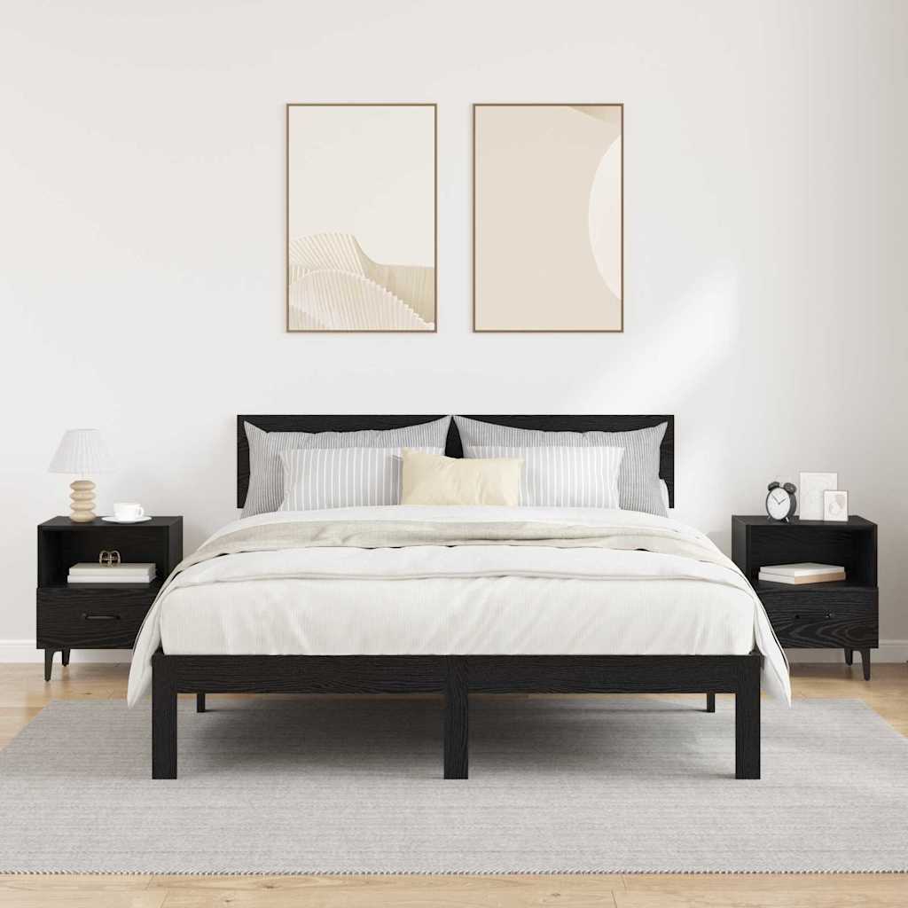 vidaXL Κομοδίνο 2 pcs Μαύρη δρυς 40 x 35 x 47.5 εκ Επεξεργασμένο ξύλο