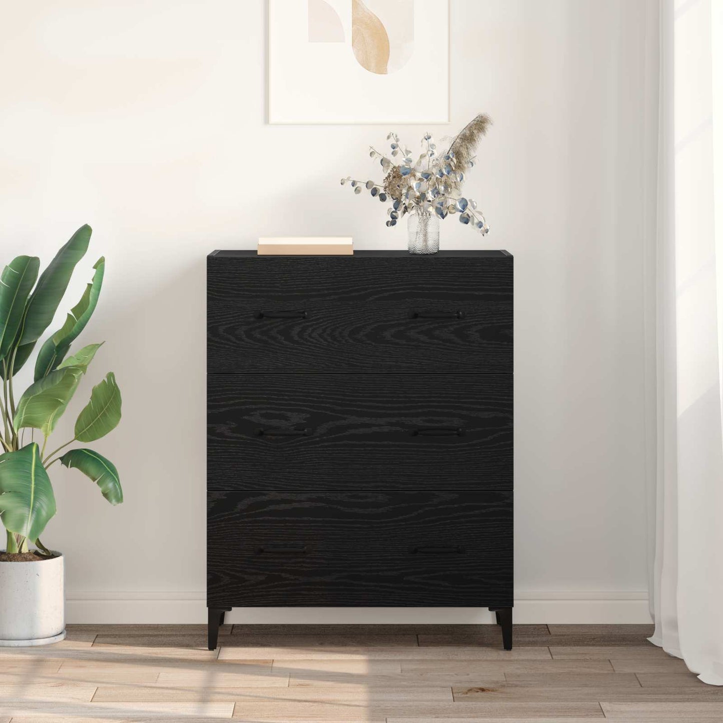 vidaXL Πλαϊνό γραφείο με συρτάρι Μαύρη Οξυά 69,5 x 34 x 90 εκ.