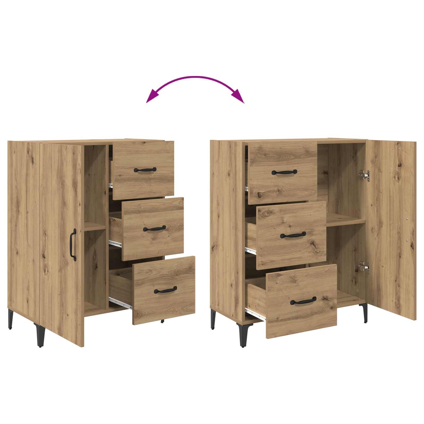vidaXL Πλαϊνό γραφείο με συρτάρι Artisan Oak 69,5 x 34 x 90 εκ.