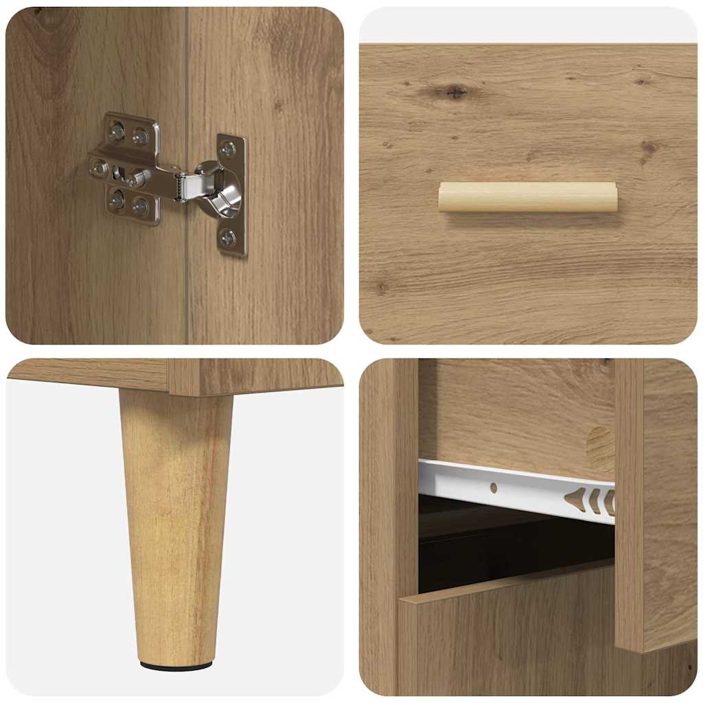 vidaXL Πλαϊνό γραφείο με συρτάρι artisan δρυς 34 x 69.5 x 89 εκ